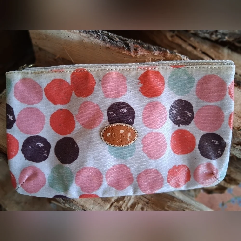 Fossil Polka Dot Canvas Pouch